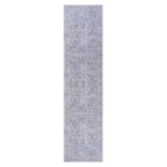 2x10 Washable Low-Pile Non-Slip Non-Shedding Area Rug, Kid and Pet Friendly, Foldable Carpet for Living Room, Kitchen, Blue+Cream