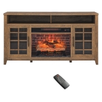55" TV Media Stand with Remote Control Electric Fireplace, Adjustable Shelves, and Cable Management, Reclaimed Barnwood