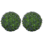 HOMCOM 2 Pack Artificial Plant Lavender Topiary Balls, 16.5 Inch