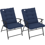 Outsunny Set of 2 Outdoor Folding Chairs with Adjustable Backrest, Padded Camping Chairs for Outdoor Events, Blue