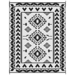 Outsunny Reversible Outdoor Rug, Waterproof Plastic Straw with Carry Bag, 8' x 10', Black & White Rhombus Patchwork