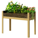 Outsunny Wooden Raised Garden Bed with Acrylic Panels, Raised Planter Box with Drainage Holes, 43.3" x 19.7" x 31.5"