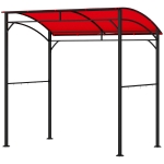 Outsunny 7' x 5' Garden Grill Canopy, BBQ Grill Gazebo Tent with Steel Frame and Hooks, Outdoor Sun Shade, Wine Red