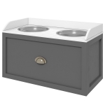 PawHut Large Elevated Dog Bowls with Storage Drawer, Raised Pet Feeding Station with 2 Stainless Steel Bowls, Grey