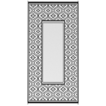 Outsunny Reversible Outdoor Rug, Waterproof Plastic Straw with Carry Bag, 9' x 18', Black & White Gourd Border