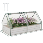Outsunny 6' x 3' Metal Planter Box with Cover, Raised Garden Bed with Mini Greenhouse for Herbs, Vegetables, Clear and Silver