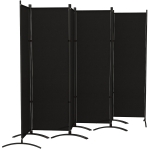 Outsunny 6 Panel Folding Room Divider, UV30+ Privacy Screen, Indoor Outdoor Privacy Panel with Stable Base, Black