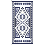 Outsunny Reversible Outdoor Rug, Waterproof Plastic Straw with Carry Bag, 9' x 18', Blue & White Square Patchwork