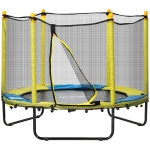 Qaba 4.6FT Trampoline for Kids with Enclosure Net for Ages 3-10, Indoor Outdoor Use, Yellow