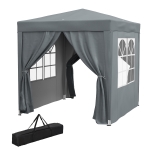 Outsunny 6.6'x6.6' Pop Up Canopy Tent with Sidewalls, Instant Sun Shelter Camping Gazebo with Carry Bag, Grey