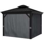 Outsunny 10' x 12' Outdoor Hardtop Gazebo with Galvanized Canopy & Netting Sidewalls for Lawn, Backyard, Dark Grey
