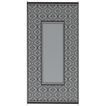 Outsunny Reversible Outdoor Rug, Waterproof Plastic Straw with Carry Bag, 9' x 18', Black & Gray Gourd Border