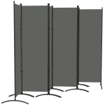 Outsunny 6 Panel Folding Room Divider, UV30+ Privacy Screen, Indoor Outdoor Privacy Panel with Stable Base, Dark Grey