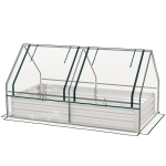Outsunny 6' x 3' Metal Planter Box with Cover, Raised Garden Bed with Mini Greenhouse for Herbs, Vegetables, Clear and Silver