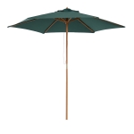 Outsunny 8FT Wood Market Umbrella Patio Umbrella Round Garden Parasol Canopy with Bamboo Ribs and Top Vent, Dark Green