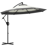 Outsunny 10 FT Cantilever Umbrella, Round Hanging Offset Umbrella with Crank, Tilt and Cross Base for Garden, Backyard, Grey