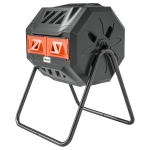 Outsunny Tumbling Compost Bin Outdoor Dual Chamber 360° Rotating Composter 43 Gallon with Sliding Doors, Orange