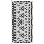 Outsunny Reversible Outdoor Rug, Waterproof Plastic Straw with Carry Bag, 9' x 18', Black & White Rhombus Patchwork