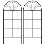 Outsunny Metal Garden Trellis Pack of 2 for Climbing Plants, Arched Grid Trellis Panels, 20" x 47", Black