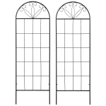 Outsunny Metal Garden Trellis Pack of 2 for Climbing Plants, Arched Grid Trellis Panels, 20" x 60", Black