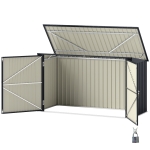 Outsunny 7.6 x 3.4ft Outdoor Storage Shed, Triple Garbage Bin Shed Organizer with Lockable Double Doors and Openable Lid