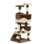 PawHut 53" Cat Tree Scratching Large Kitten Play House Multi-Level Activity Center Pet Furniture