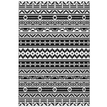 Outsunny Reversible Outdoor Rug, Waterproof Plastic Straw with Carry Bag, 6' x 9', Black & White Geometric Wall