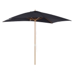 Outsunny 7' x 10' Wooden Patio Umbrella Rectangle Garden Parasol Outdoor Sunshade Canopy with Bamboo Ribs for Garden Black
