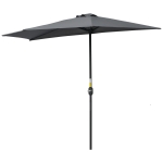 Outsunny 9.8ft Half Umbrella Semi Round Patio Parasol with Crank Handle, Top Vent for Garden, Balcony- NO BASE INCLUDED, Grey