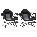 Outsunny Hammock Camping Chair Set of 2, Adjustable Back Folding Swinging Hammock Chair with Cup Holder and Padded Seat, Black