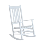 Outsunny Wooden White Porch Rocking Chair Patio Rocking Single Leisure Reclining Seat Armchair