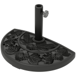 Outsunny 21 lbs Resin Half Umbrella Base, Concrete Half Umbrella Stand Outdoor Umbrella Base with Flower-Leaf Design, Patio Umbrella Stand for Outdoor Lawn Poolside, Black