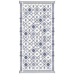 Outsunny Reversible Outdoor Rug, Waterproof Plastic Straw with Carry Bag, 9' x 18', Blue & White Rhombus