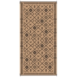 Outsunny Reversible Outdoor Rug, Waterproof Plastic Straw with Carry Bag, 9' x 18', Black & Brown Rhombus