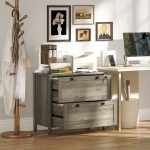 HOMCOM 2 Drawer File Cabinet, Lockable Filing Cabinet with Adjustable Hanging Bar for Letter, A4 Size, Weathered Grey Oak