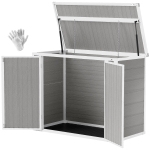 Outsunny 4.7 x 2.5FT Outdoor Horizontal Storage Shed, Lockable Trash Can Storage with Chain Lid, Gray
