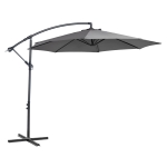 Outsunny 9.7ft Offset Patio UmbrellaCantilever Parasol with Crank Handle, 8 Ribs and Cross Base for Outdoor, Sun Shade, Cream