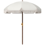 Outsunny 6.2' Beach Umbrella for Travel, Vent, Ruffles, Carry Bag, Portable Outdoor Umbrella for Garden, Light Gray