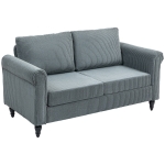 HOMCOM Vintage Loveseat, Upholstered Love Seat Furniture, Fabric 2 Seater Sofa with Rolled Arms, Rubber Wood Legs, Grey