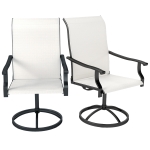 Outsunny Patio Swivel Chairs Set of 2, High Back Patio Dining Chairs with All-Weather Mesh for Backyard, Lawn, Garden, Cream