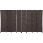 HOMCOM Folding Room Divider Screen 8 Panel 5.6 ' Tall Privacy Screen Freestanding Room Partition for Home Office, Brown