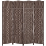 HOMCOM Folding Room Divider Screen 4 Panel 6' Tall Privacy Screen Freestanding Wood Partition for Home Office, Brown
