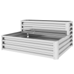 Outsunny 2 Tier Galvanized Raised Garden Bed, Steel Planter Box for Vegetables, Flowers, Herbs, 47" x 40" x 23", Silver