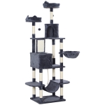 PawHut 81" Cat Tree w/ Cat Scratching Posts, Scratching Board, Condos, Beds, Hammocks, Toy Balls, Rope Cat Toy, Gray