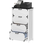HOMCOM 4 Drawer Filing Cabinet, Farmhouse Office Storage Cabinet with Adjustable Hanging Bars for Letter, A4, Legal Size, White