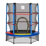 Outsunny 55" Kids Trampoline with Enclosure Net for Indoor/Outdoor, Trampoline for Boys and Girls Age 3-6 Years, Multi-Coloured