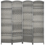 HOMCOM Folding Room Divider Screen 4 Panel 6' Tall Privacy Screen Freestanding Wood Partition for Home Office, Mixed Gray