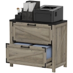 HOMCOM 2 Drawer Filing Cabinet, Farmhouse Office Storage Cabinet with Adjustable Hanging Bars for Letter, A4, Legal Size, Grey