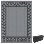 Outsunny Outdoor Rug for Patio, 9' x 12' Waterproof Large Mat, Reversible Plastic Straw Rug for Decor, Portable Outside RV Camping Area Carpet Mat for Backyard Porch Deck Picnic, Black & Gray Border