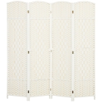 HOMCOM Folding Room Divider Screen 4 Panel 6' Tall Privacy Screen Freestanding Wood Partition for Home Office, White